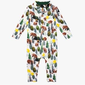 Posh Peanut Long Sleeve Collared Henley Long Romper - 9-12- Archer